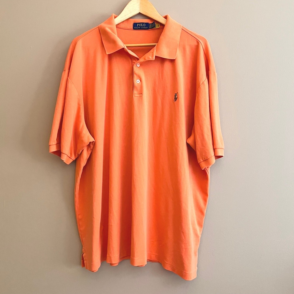 Polo Ralph Lauren Mens 2XLT Orange Short Sleeve Cotton Polo Shirt Big Tall